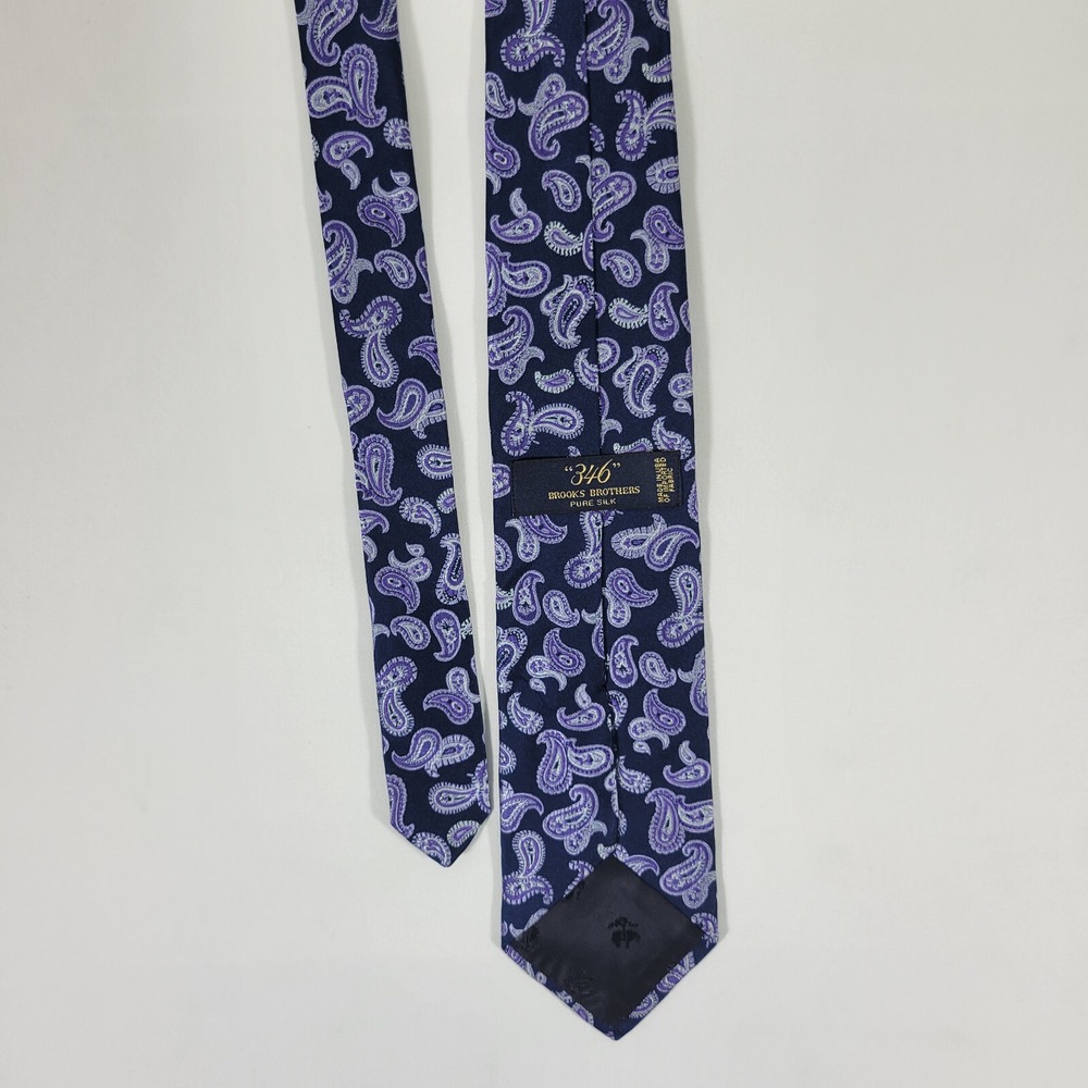 Brooks Brothers 346 Men's Silk Neck Tie Purple Paisley / 58" - Picture 5 of 6